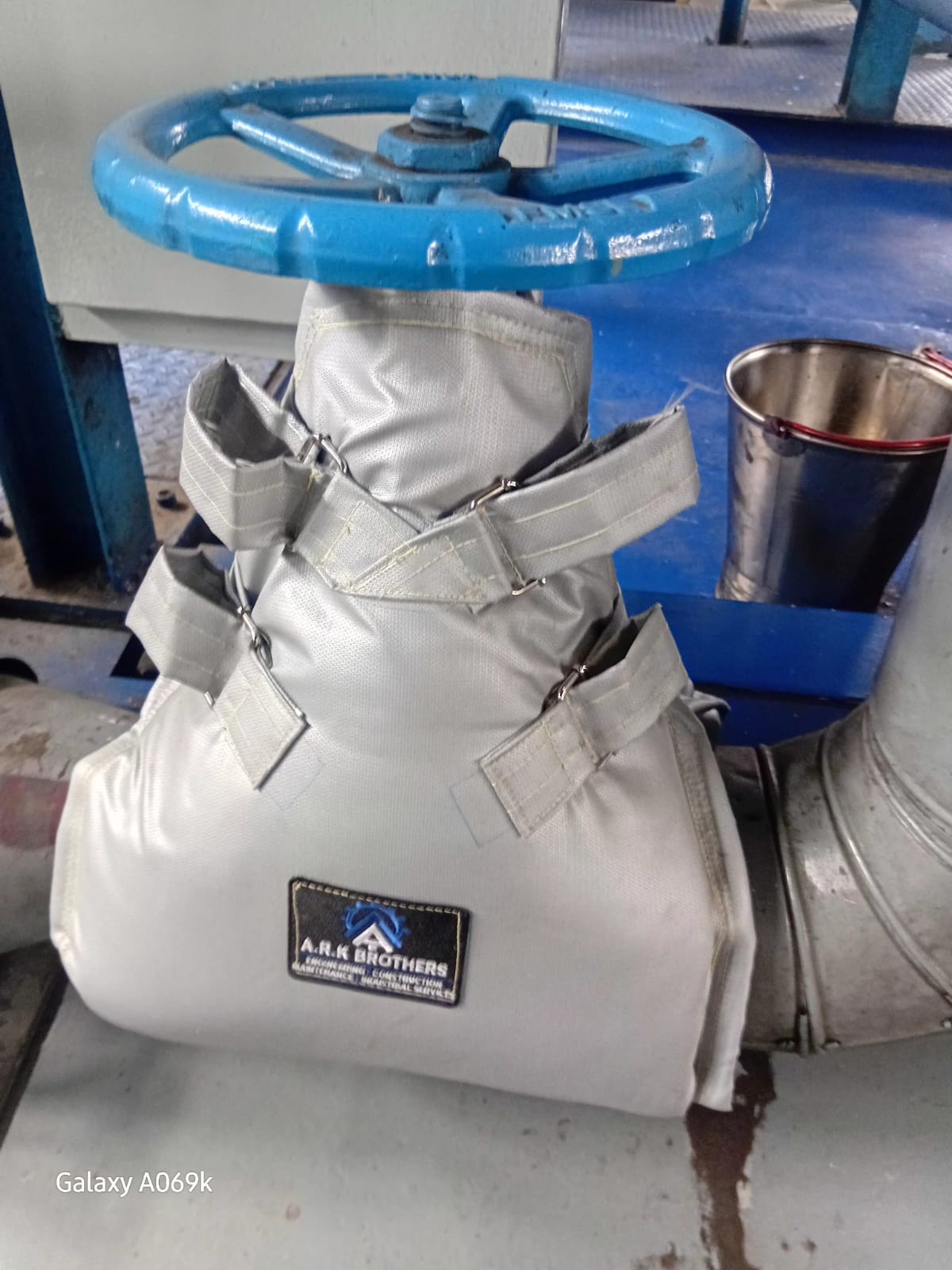 Insulation cladding works on industrial process vessel