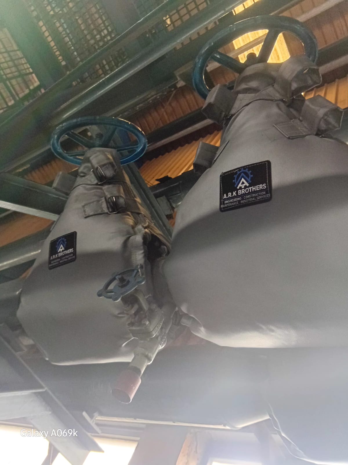 Industrial pipe insulation and cladding works in progress
