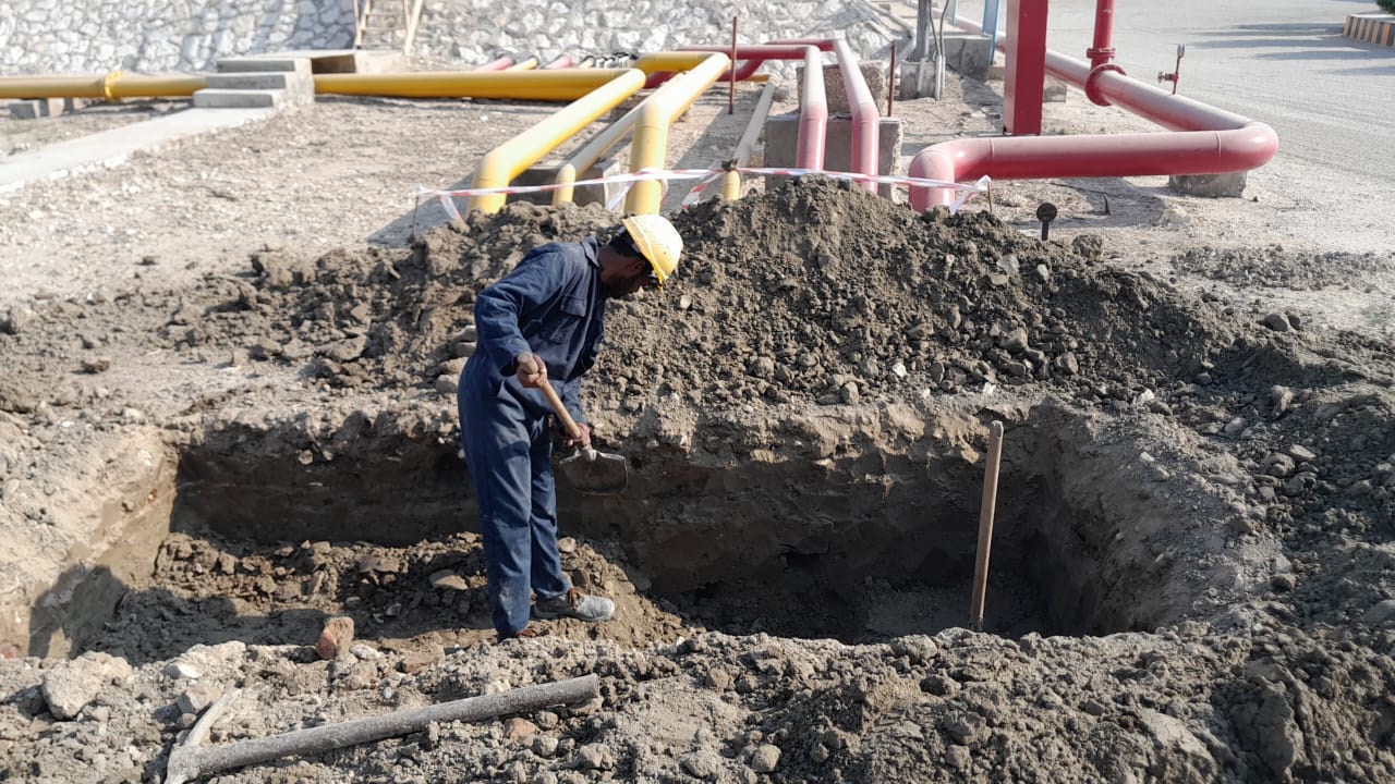 Excavation and civil works at gas pipeline facility
