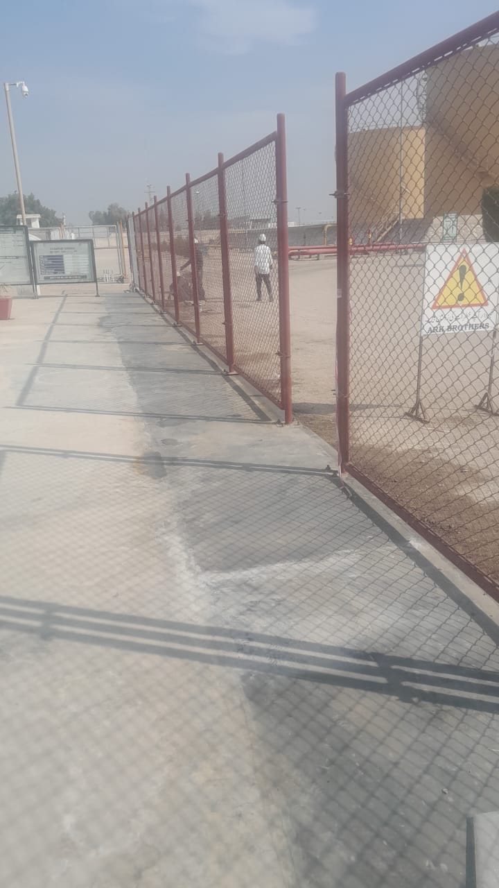 Completed chain-link security fence at oil terminal