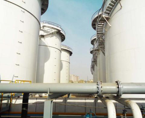 Valves and piping at a fuel terminal